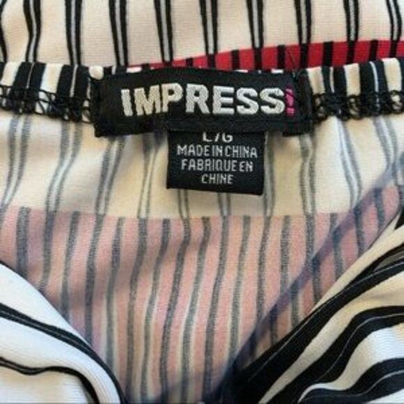 IMPRESS pink red black striped maxi dress Sz L - Picture 5 of 8